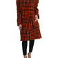 Dolce & Gabbana Orange Houndstooth Long Sleeve Coat Jacket
