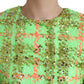 Dolce & Gabbana Green Nylon Sequinned Checkered Coat Jacket