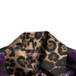 Dolce & Gabbana Purple Lamé Jacquard Tiger Print Coat Jacket