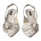 Dolce & Gabbana White Taormina Lace Crystal Slingback Shoes