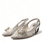 Dolce & Gabbana White Taormina Lace Crystal Slingback Shoes