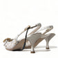 Dolce & Gabbana White Taormina Lace Crystal Slingback Shoes