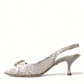 Dolce & Gabbana White Taormina Lace Crystal Slingback Shoes