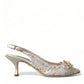 Dolce & Gabbana White Taormina Lace Crystal Slingback Shoes