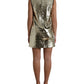 Dolce & Gabbana Silver Sequined Nylon Sheath Sleeveless Mini Dress