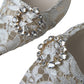 Dolce & Gabbana White Taormina Lace Crystal Slingback Shoes