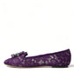 Dolce & Gabbana Purple Vally Taormina Lace Crystals Flats Shoes