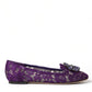 Dolce & Gabbana Purple Vally Taormina Lace Crystals Flats Shoes