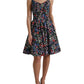 Dolce & Gabbana Black Polyester Floral A-line Sleeveless Mini Dress
