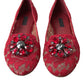 Dolce & Gabbana Red Vally Taormina Lace Crystals Flats Shoes