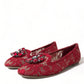 Dolce & Gabbana Red Vally Taormina Lace Crystals Flats Shoes