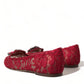 Dolce & Gabbana Red Vally Taormina Lace Crystals Flats Shoes