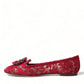 Dolce & Gabbana Red Vally Taormina Lace Crystals Flats Shoes