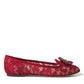 Dolce & Gabbana Red Vally Taormina Lace Crystals Flats Shoes
