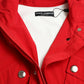 Dolce & Gabbana Red Polyester Hooded Button Rain Coat Jacket