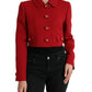 Dolce & Gabbana Red Wool Cropped Short Button Coat Jacket