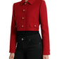 Dolce & Gabbana Red Wool Cropped Short Button Coat Jacket