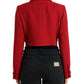 Dolce & Gabbana Red Wool Cropped Short Button Coat Jacket