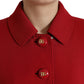 Dolce & Gabbana Red Wool Cropped Short Button Coat Jacket