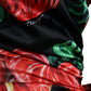 Dolce & Gabbana Black Shiny Silk Floral Print Draped Dress