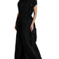 Dolce & Gabbana Black Nylon Short Sleeves Peplum Coat Jacket