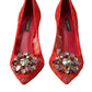 Dolce & Gabbana Red Taormina Lace Crystal Heels Pumps Shoes