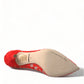 Dolce & Gabbana Red Taormina Lace Crystal Heels Pumps Shoes
