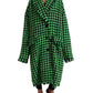 Dolce & Gabbana Green Houndstooth Full Sleeve Long Coat Jacket