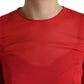 Dolce & Gabbana Red Silk Pleated Aline Long Sleeve Midi Dress