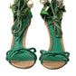 Dolce & Gabbana Green Flower Satin Heels Sandals Shoes