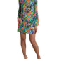 Dolce & Gabbana Multicolor Geometric Print Silk Crystals Midi Dress