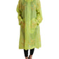 Dolce & Gabbana Green Silk Floral Embroidery Long Coat Jacket