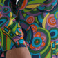 Dolce & Gabbana Multicolor Geometric Print Silk Crystals Midi Dress