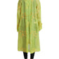 Dolce & Gabbana Green Silk Floral Embroidery Long Coat Jacket