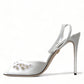 Dolce & Gabbana White Embroidered Ankle Strap Sandals Shoes