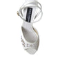 Dolce & Gabbana White Embroidered Ankle Strap Sandals Shoes