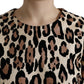 Dolce & Gabbana Brown Leopard Print Nylon Aline Mini Dress