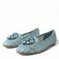 Dolce & Gabbana Blue Vally Taormina Lace Crystals Flats Shoes