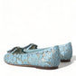 Dolce & Gabbana Blue Vally Taormina Lace Crystals Flats Shoes