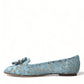 Dolce & Gabbana Blue Vally Taormina Lace Crystals Flats Shoes
