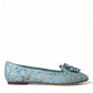 Dolce & Gabbana Blue Vally Taormina Lace Crystals Flats Shoes