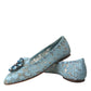 Dolce & Gabbana Blue Vally Taormina Lace Crystals Flats Shoes