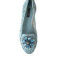 Dolce & Gabbana Blue Vally Taormina Lace Crystals Flats Shoes