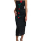 Dolce & Gabbana Black Roses Stretch Sheath Bodycon Dress