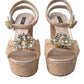 Dolce & Gabbana Pink Lace Taormina Platform Sandals Shoes