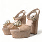 Dolce & Gabbana Pink Lace Taormina Platform Sandals Shoes