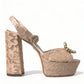 Dolce & Gabbana Pink Lace Taormina Platform Sandals Shoes