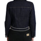 Dolce & Gabbana Dark Blue Crystal Trimmed Cotton Denim Jacket