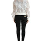 Dolce & Gabbana White Floral Lace Silk Full Zip Bomber Jacket
