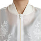 Dolce & Gabbana White Floral Lace Silk Full Zip Bomber Jacket